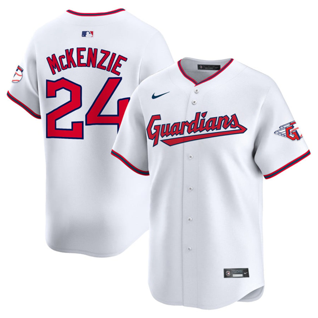 Men's Cleveland Guardians #24 Triston McKenzie White Home Limited Stitched Baseball Jersey